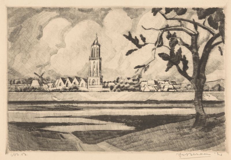Expressionism landscape by Jo Bezaan, featuring a lone figure in a tense atmosphere.