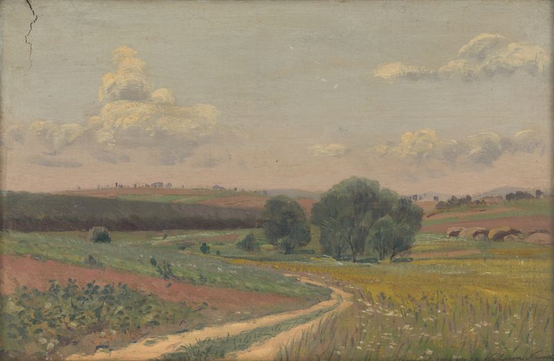 Landscape with a dirt road, oil on canvas by Ferdinand Katona