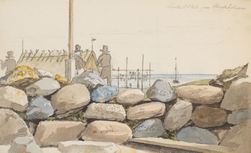 Landscape with large stones in the foreground, oil on canvas by Martinus Rørbye
