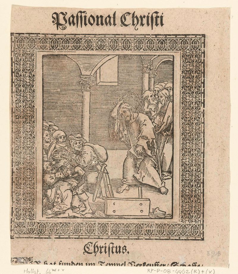 Religious scene of Christus verdrijft de geldwisselaars uit de tempel by Lucas Cranach, paper medium