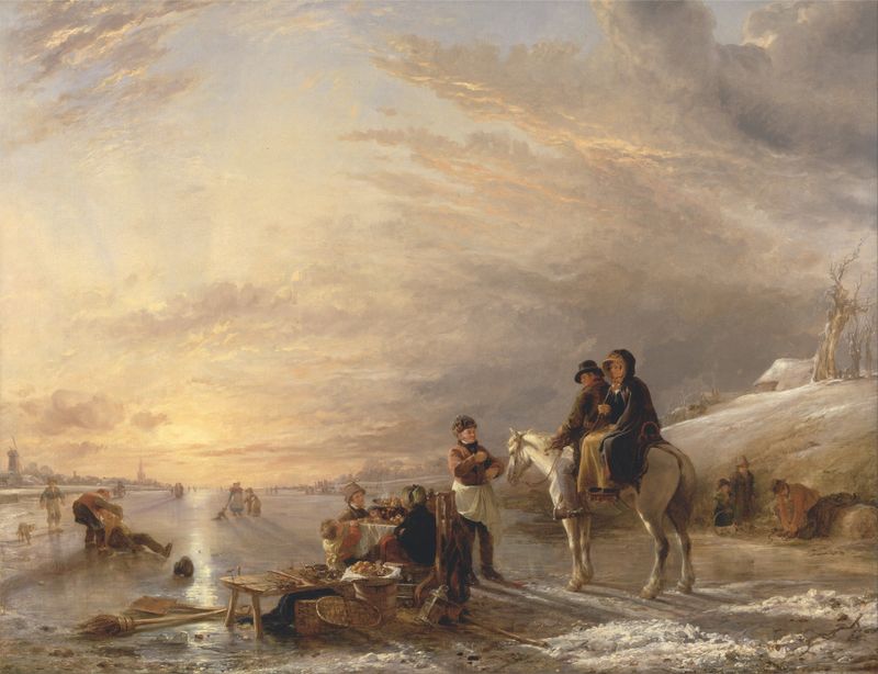 Frost Scene by William Collins, oil painting depicting a tranquil winter landscape.