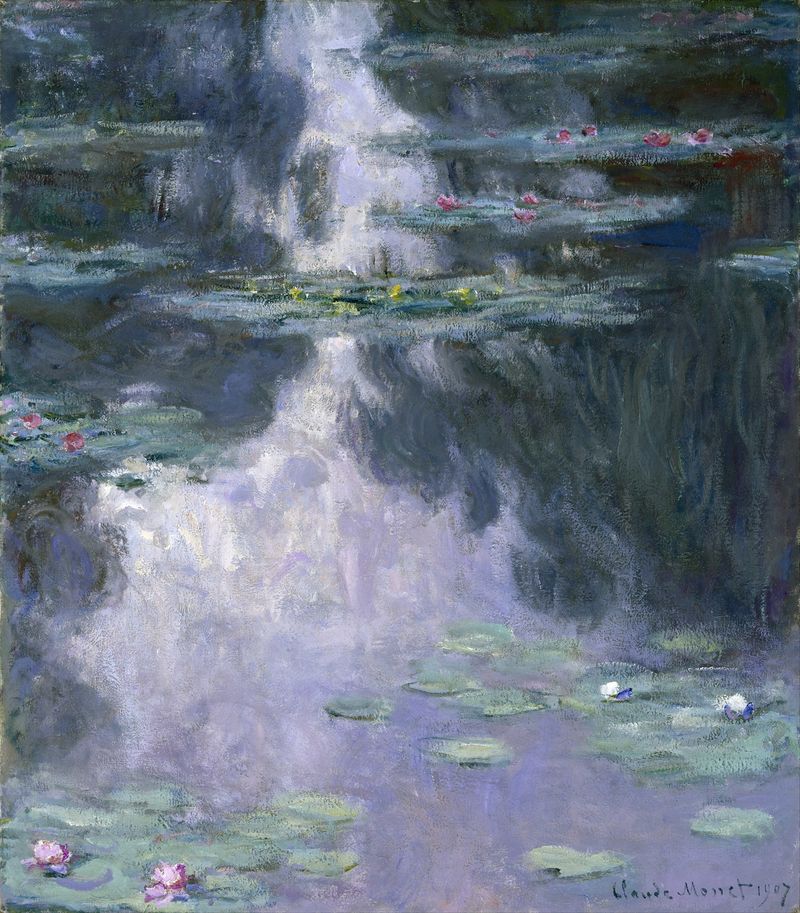 Water Lilies by Claude Monet, oil on canvas depicting serene water lilies and reflections