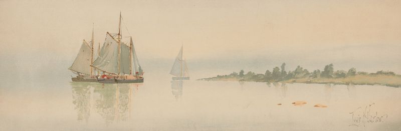 Obra de Post-Impressionismo de Louis Kinney Harlow retratando um barco em águas vibrantes
