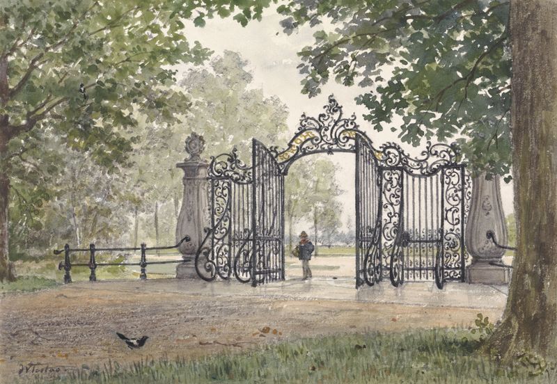 Monumental gate by Willem de Famars Testas, oil on canvas
