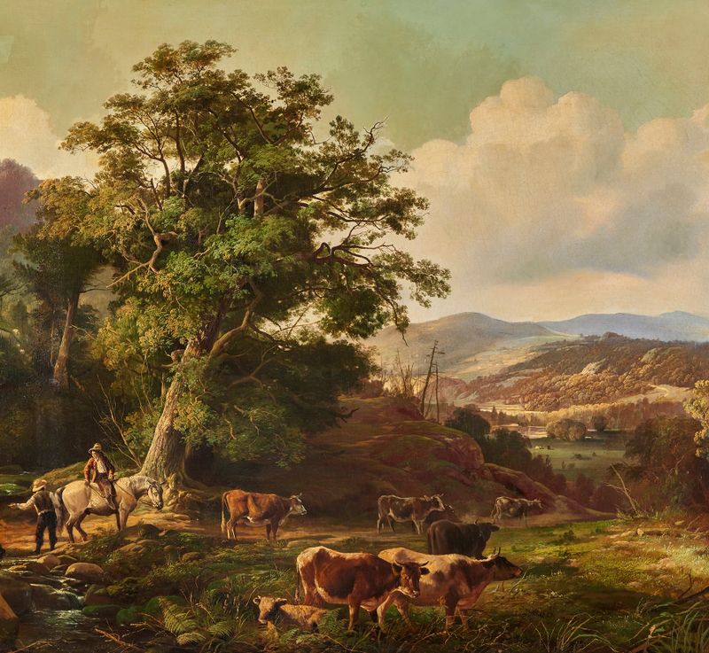 Extensive Landscape with Cattle, óleo sobre tela de Francis Daniel Devlan