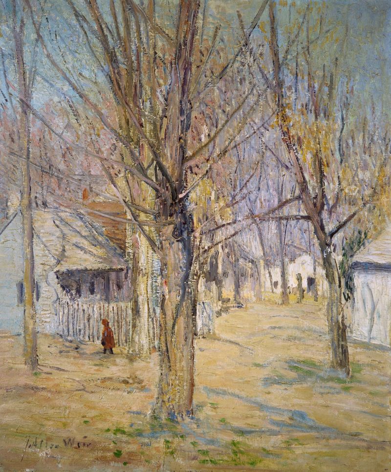 Connecticut Village (Going to School) de Julian Alden Weir, impressionismo, crianças caminhando por um caminho ensolarado ...