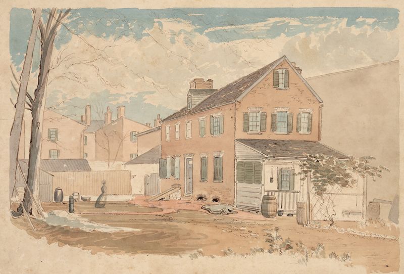Landscape of Washington, D.C. square by James Madison Alden, oil on canvas