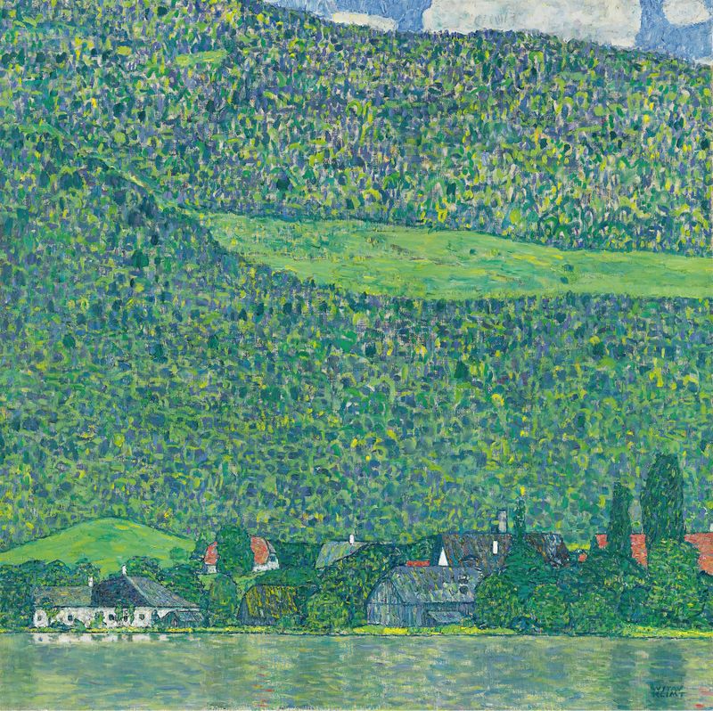 Litzlberg am Attersee by Gustav Klimt, oil on canvas, serene landscape with lake and mountains