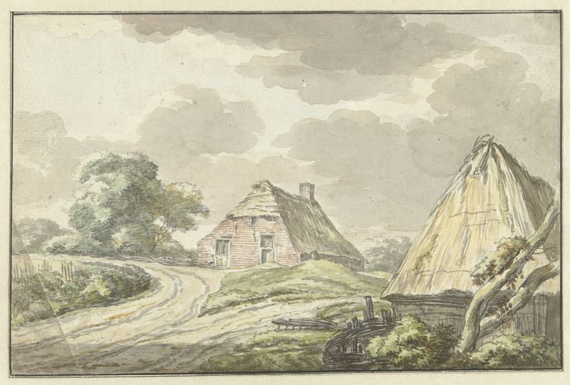 Paisaje con una casa de campo y campos de Jan Bulthuis, pintura al óleo