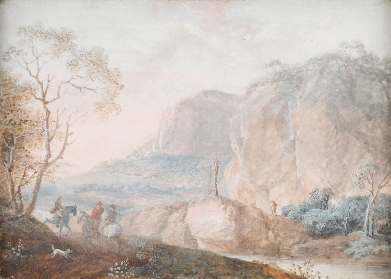 Landschaft by Johann Christian Brand, depicting a serene landscape in muted colors.