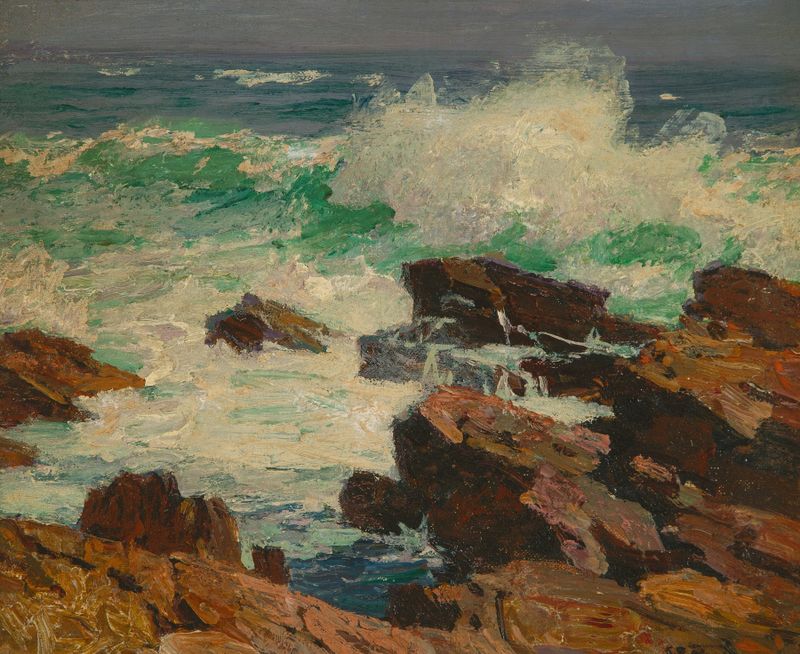 Foamy waves on a golden shore by Edward Henry Potthast, oil painting