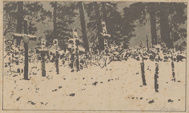 Cemetery in Vowchick by Leon Wyczółkowski, oil on canvas depicting a serene landscape.