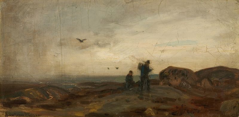 Paisagem com chuva iminente de Amaldus Nielsen, óleo sobre tela