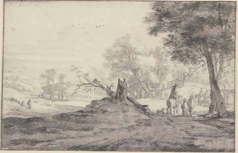 Paisaje con árboles y casas, óleo sobre lienzo de Roelant Roghman