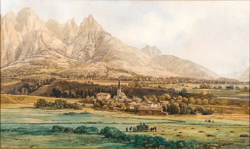 Paisaje de Pfarrwerfen im Pongau y el Tennengebirge de Thomas Ender, pintura al óleo