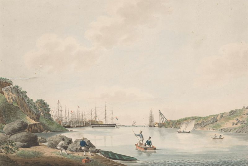 Escena marina con barcos y reflejos, óleo sobre lienzo de Reinier Frederik baron van Raders