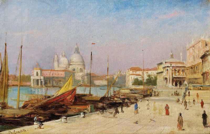 View Of Venice by Charles Landelle, oil on canvas depicting canals and architecture.