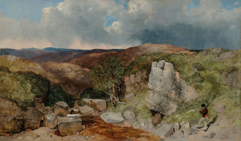 Landscape oil painting by William James Blacklock depicting a desolate scene.