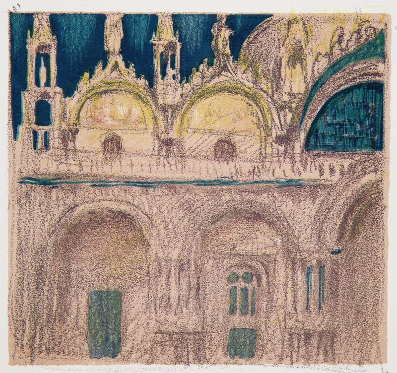 Iglesia de San Marcos de Jan Stanisławski, óleo sobre lienzo que representa una iglesia y el cielo.