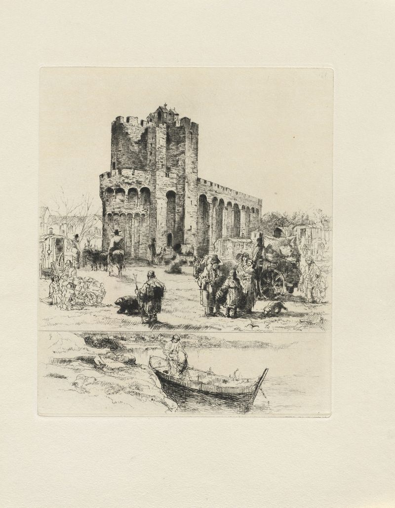 Gravura de Auguste Brouet que retrata memória e reflexão