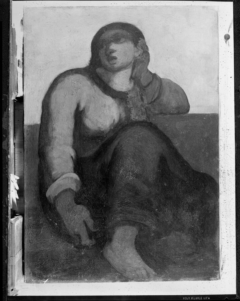 Retrato de uma figura contemplativa em óleo sobre tela de Eugene Higgins