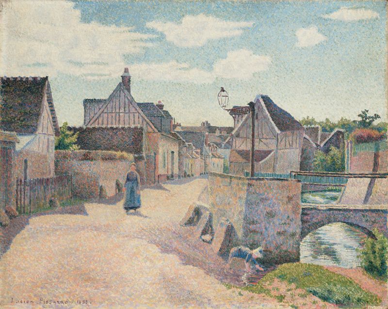Gouvernes, près Lagny by Lucien Pissarro, oil on canvas depicting a vibrant landscape with trees and light.