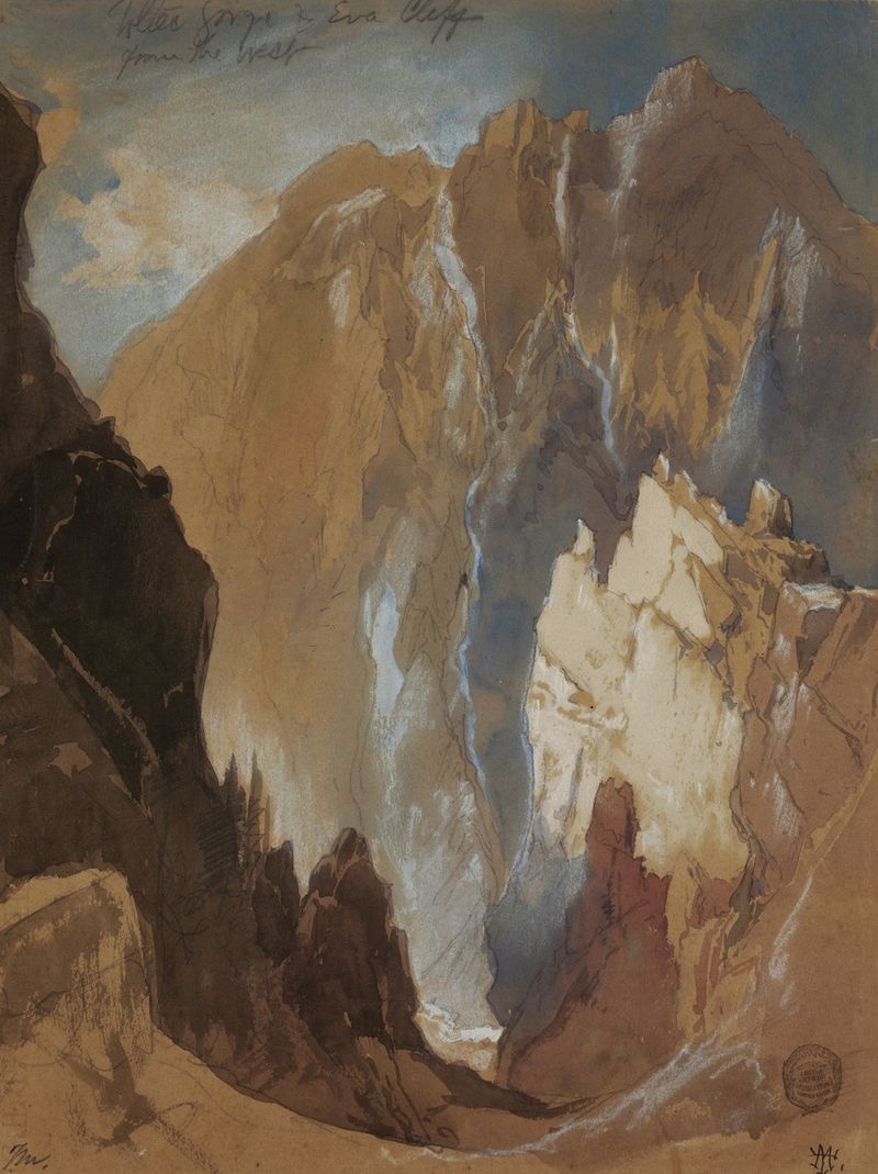 Paisaje de Toltec Gorge y Eva Cliff, óleo sobre lienzo de Thomas Moran