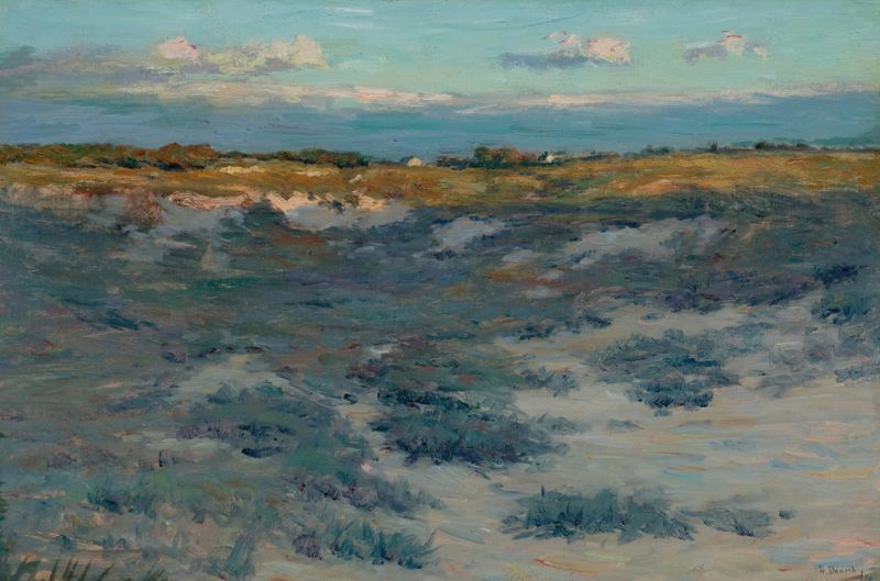Landscape of fields and sky in oil on canvas by Henry Golden Dearth