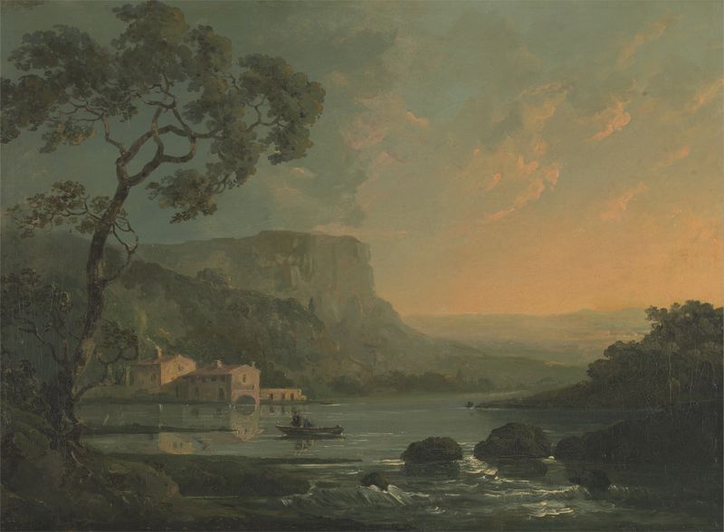 Paisagem com Pescadores em um Lago, pintura a óleo de William Hodges