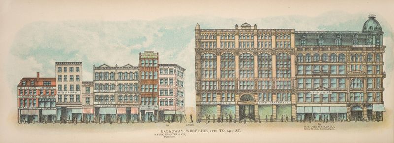 Escena de género que muestra una intersección bulliciosa de Broadway en 1899 por Mail & Express