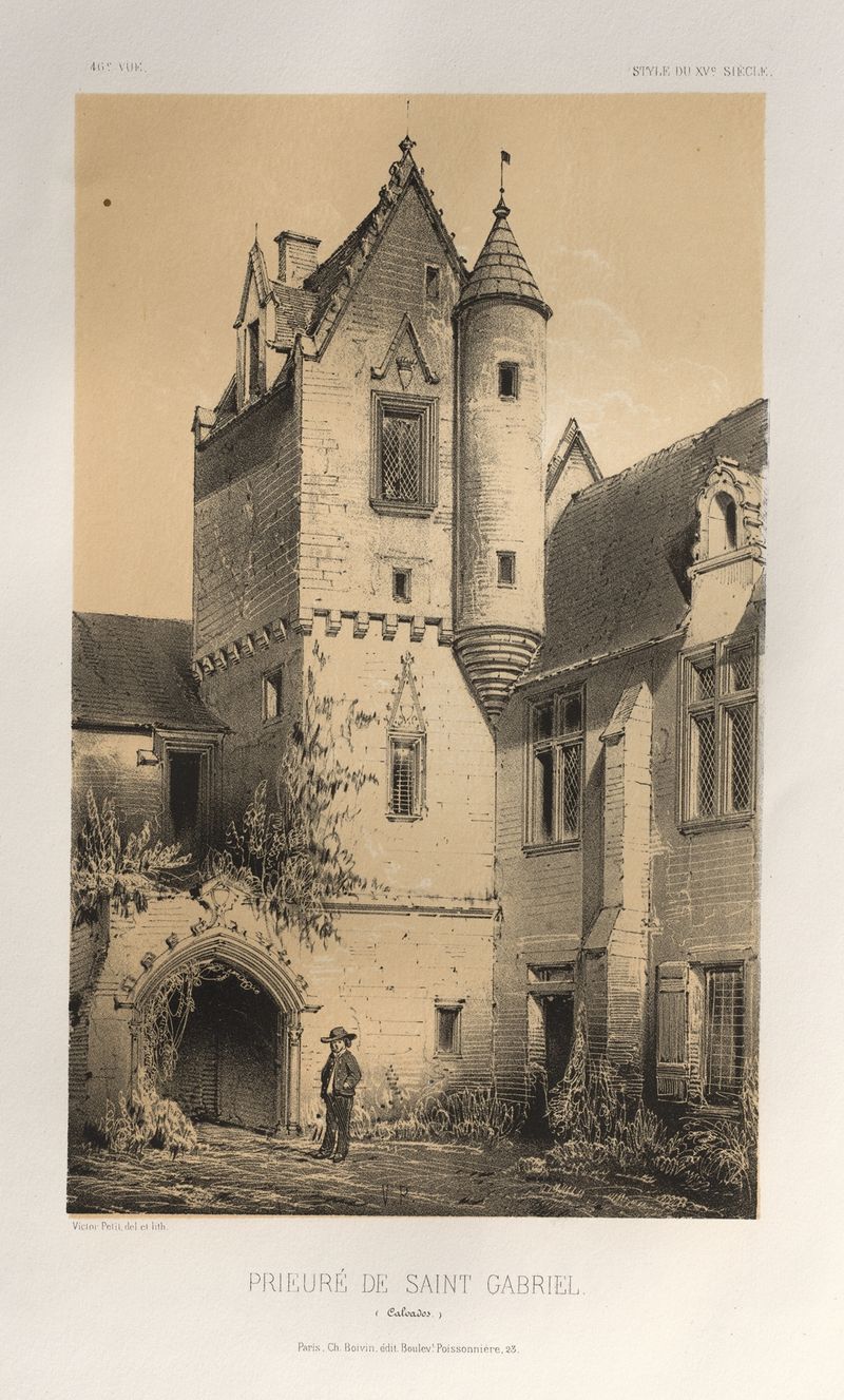 Arquitetura de Prieuré De Saint Gabriel por Victor Petit, pintura a óleo
