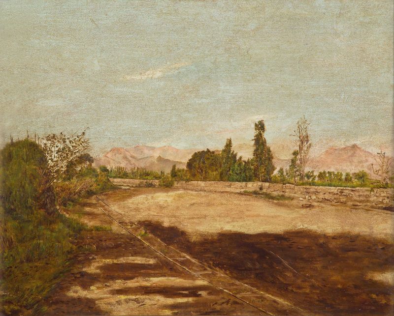 Campo de Lima, óleo de José María Eguren que muestra colinas y horizonte.