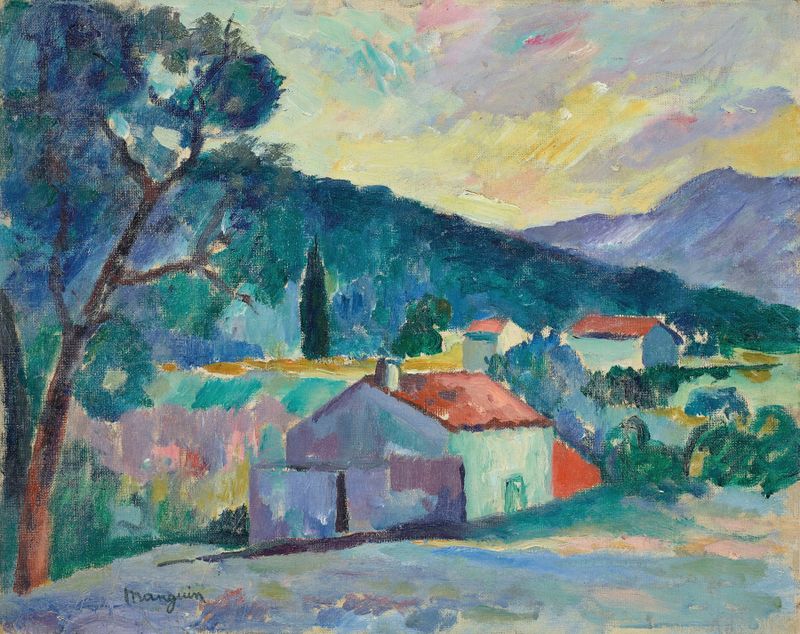 Landscape featuring a Provençal farmhouse by Henri Manguin, oil painting