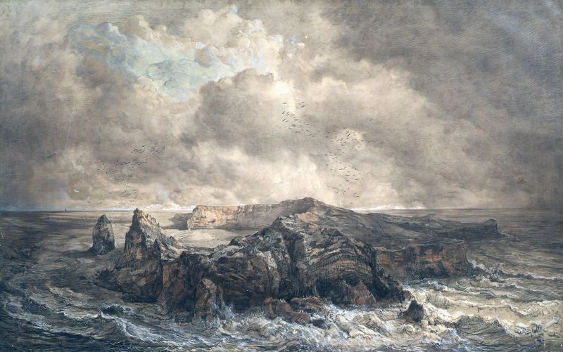 Marine scene of St. Paul Island in the Indian Ocean, oil on canvas by Joseph Selleny