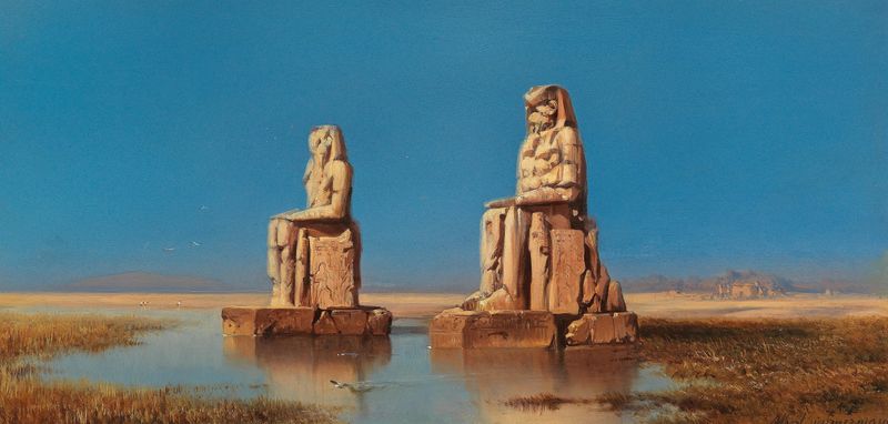 Die Memnonkolosse de Albert Zimmermann, escultura que representa figuras colosales