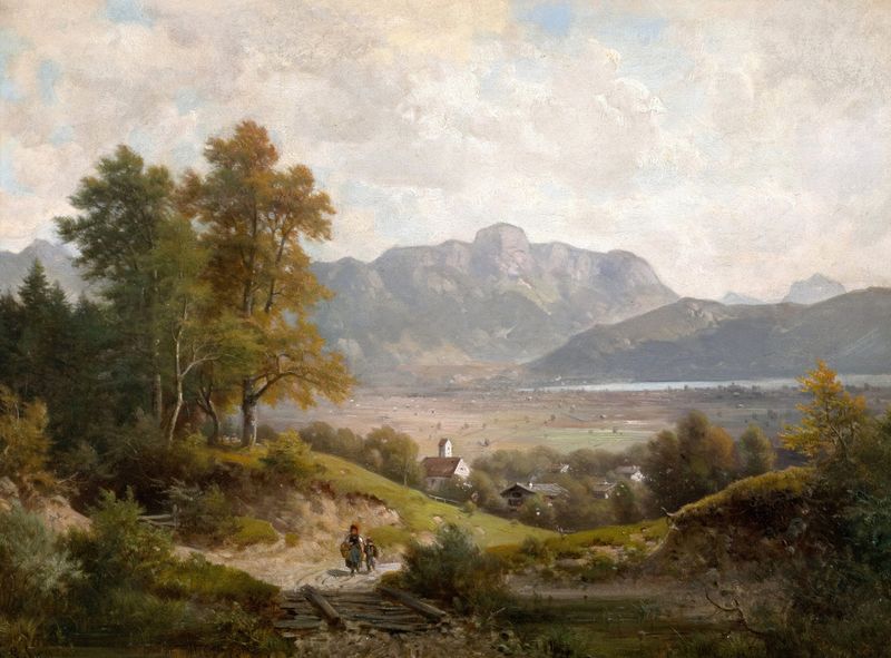 Blick auf den Kochelsee und Jochberg by Ludwig Sckell, oil on canvas