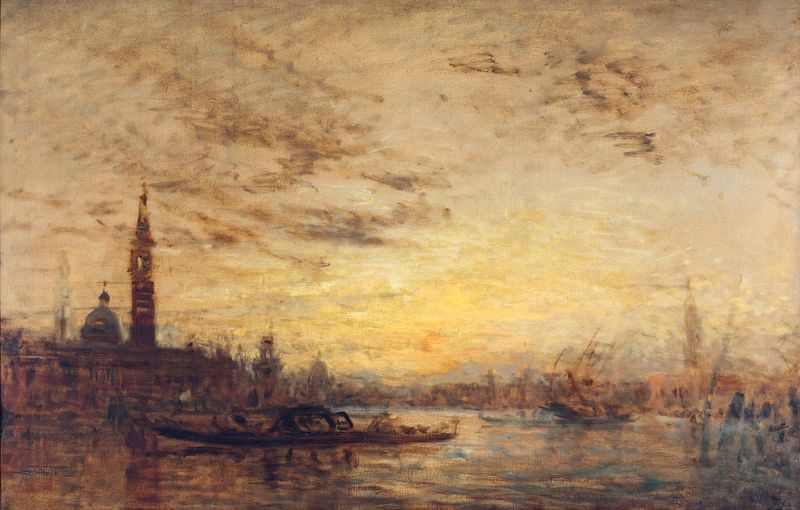 Paisaje crepuscular de Venecia, pintura al óleo de Félix Ziem