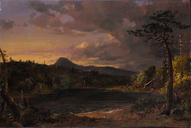 Catskill Creek by Jasper Francis Cropsey, oil on canvas depicting a serene landscape with reflections.