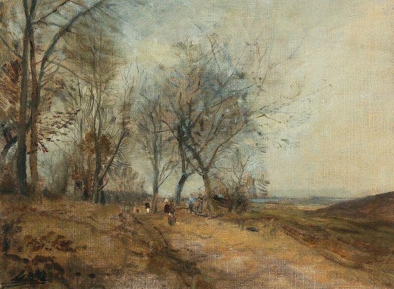 Landscape of Danube meadows by Emil Jakob Schindler, Impressionism