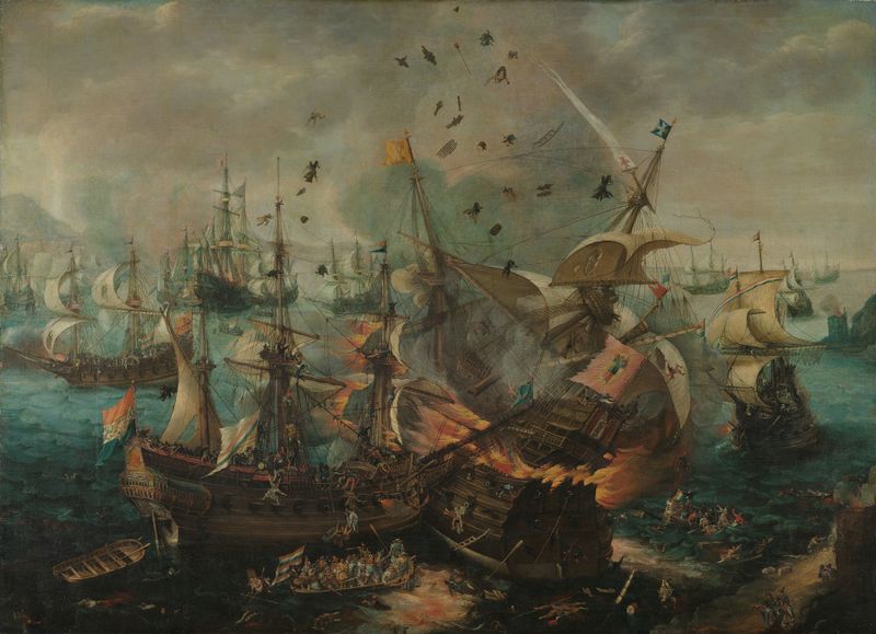Battle of Gibraltar in 1607, oil painting by Cornelis Claesz van Wieringen