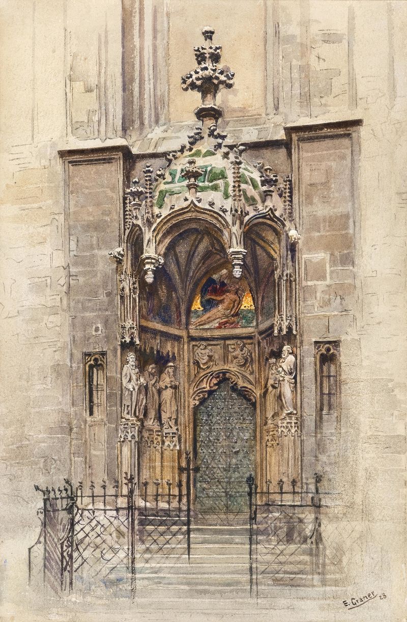 Arco da igreja Kirche Maria am Gestade em Viena por Ernst Graner, óleo