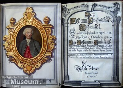 Retrato de Johann Zacharias Schmidt, tinta sobre papel de J. L. Mangoldt