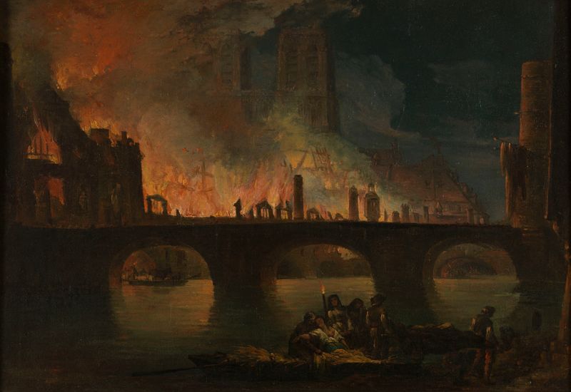 L’incendie de l’Hôtel Dieu, en 1772 by Jean-Baptiste François Genillion, oil painting