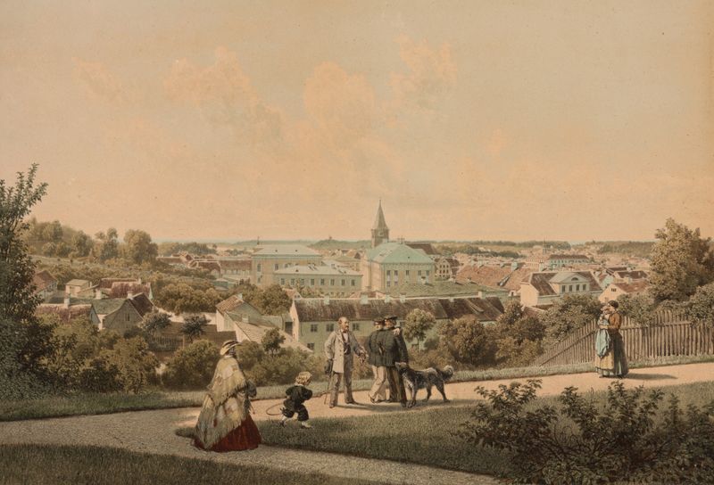 Paisagem com figuras sombrias, criada por Louis Höflinger em 1860.