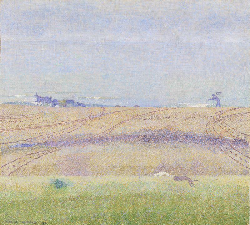 Misty Sea by Jan Toorop, oil painting depicting a misty horizon over the sea.