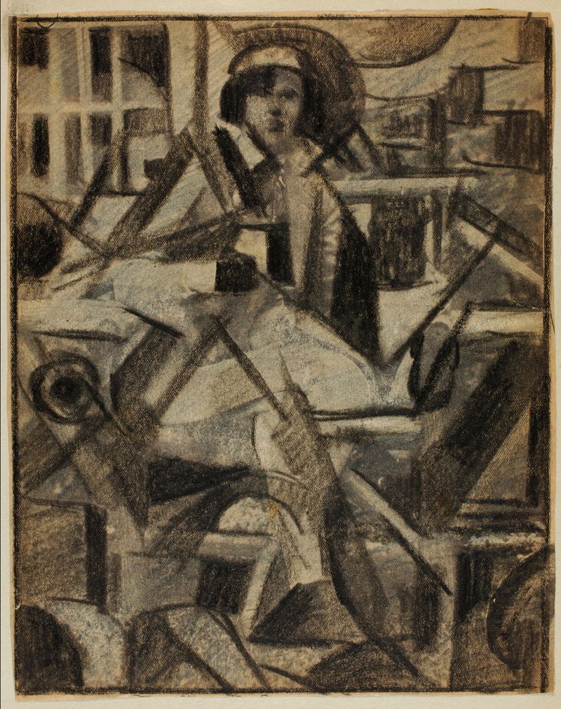 Abstract – Woman by Carl Newman, modernism, featuring swirling patterns and vibrant hues