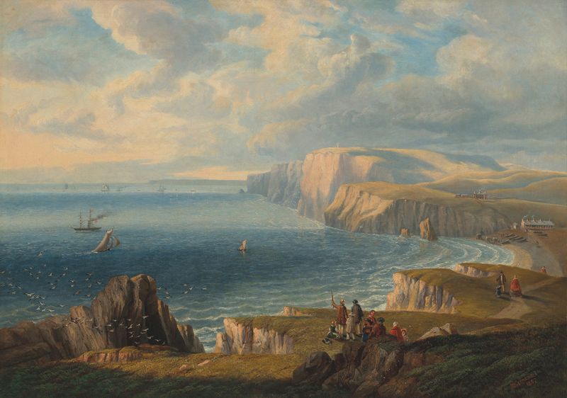 Landscape depicting cliffs and sea by John Wilson Carmichael, 1857