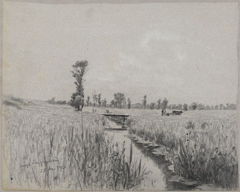 Paisagem com um rio, folhagem e reflexos, de Gustav Kampmann