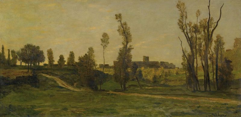 Paisagem com um ravino e água de Charles François Daubigny, pintura a óleo