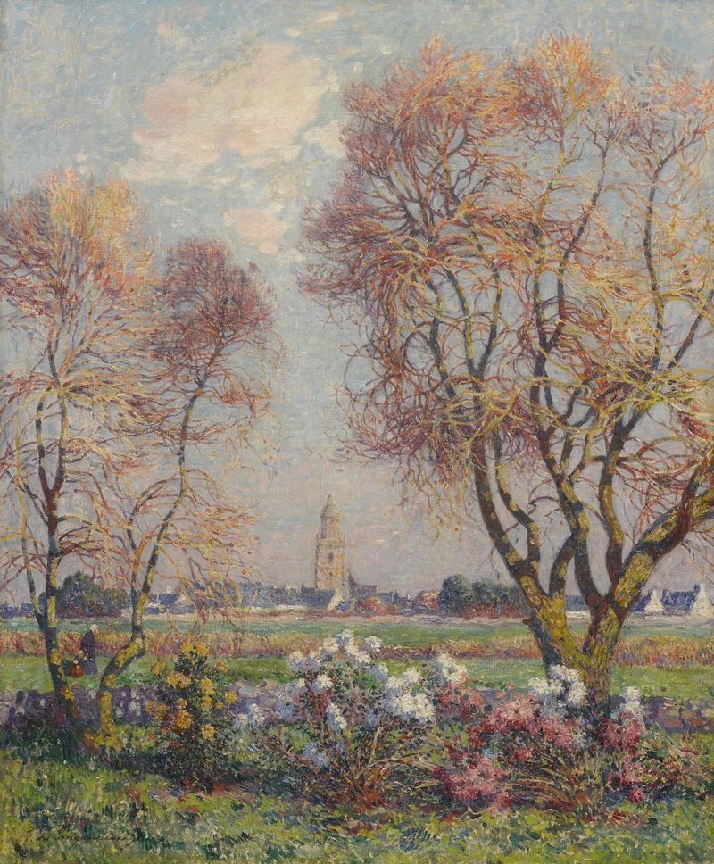Landscape with trees and water, oil on canvas by Ferdinand du Puigaudeau